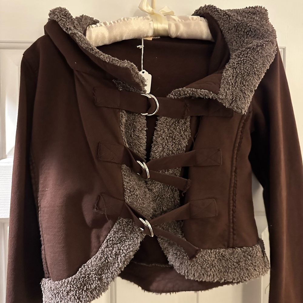 Hard Tail hooded fur lined cropped Jacket. New with tags.